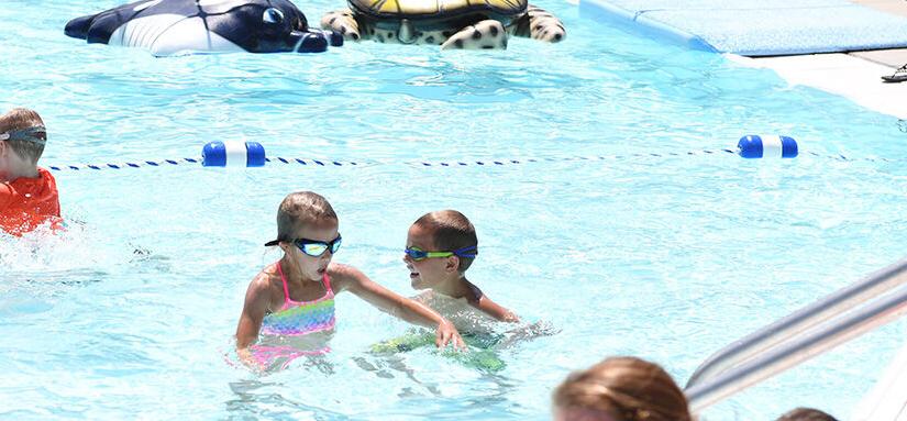 kids swimming in Sanborn pool